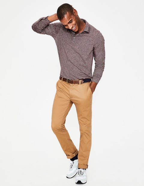 Long Sleeve Polo - Deep Raisin Feeder Stripe Long Sleeve Polo - Deep Raisin Feeder Stripe
