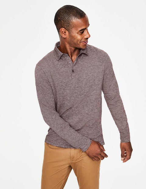 Long Sleeve Polo - Deep Raisin Feeder Stripe Long Sleeve Polo - Deep Raisin Feeder Stripe