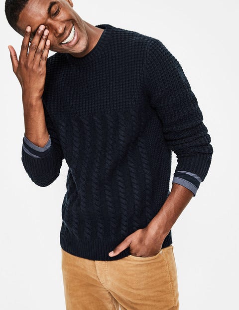 Tarbert Aran Crew Neck - Navy Tarbert Aran Crew Neck - Navy