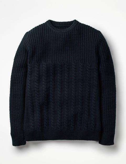 Tarbert Aran Crew Neck - Navy Tarbert Aran Crew Neck - Navy