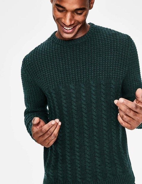 Tarbert Aran Crew Neck - Forest Tarbert Aran Crew Neck - Forest