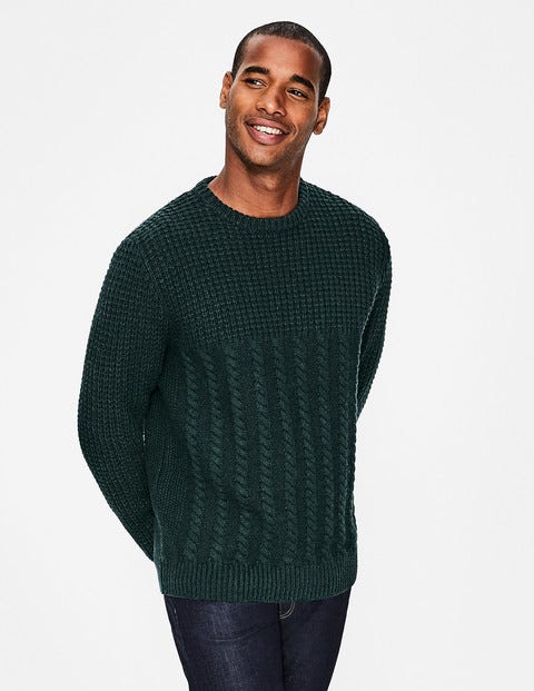 Tarbert Aran Crew Neck - Forest Tarbert Aran Crew Neck - Forest
