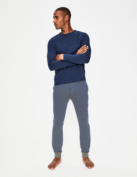 Jersey Lounge Trousers - Navy Blue/Ecru Stripe Jersey Lounge Trousers - Navy Blue/Ecru Stripe