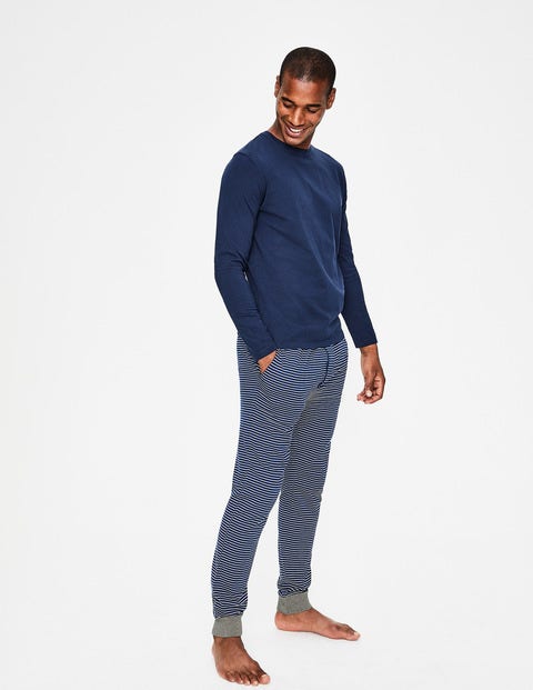 Jersey Lounge Trousers - Navy Blue/Ecru Stripe Jersey Lounge Trousers - Navy Blue/Ecru Stripe
