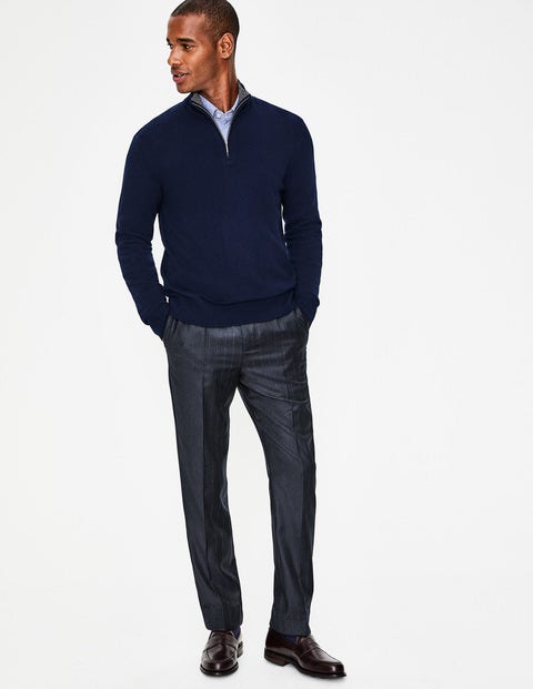 Lauderdale Pleated Pants - Navy Bouclé Stripe Lauderdale Pleated Pants - Navy Bouclé Stripe