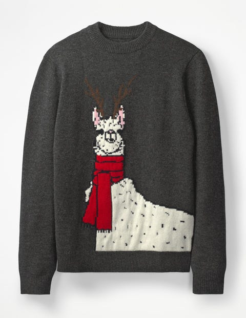Weihnachtlicher Rundhalspullover - Lama mit Schal Weihnachtlicher Rundhalspullover - Lama mit Schal
