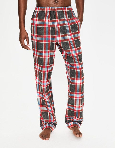 Brushed Cotton Pyjama Set - Charcoal Marl/Red Check Brushed Cotton Pyjama Set - Charcoal Marl/Red Check