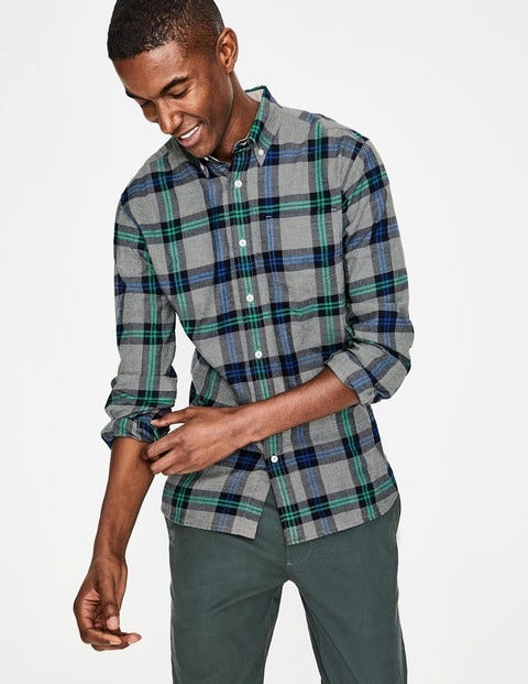 Hebden Flannel Shirt - Grey Marl Check Hebden Flannel Shirt - Grey Marl Check