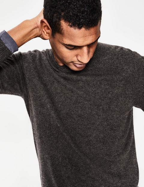 Cashmere Crew Neck - Dark Grey Marl Cashmere Crew Neck - Dark Grey Marl
