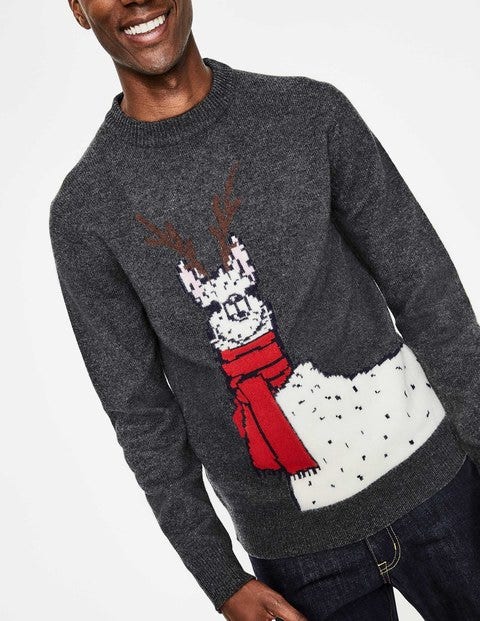 Weihnachtlicher Rundhalspullover - Lama mit Schal Weihnachtlicher Rundhalspullover - Lama mit Schal