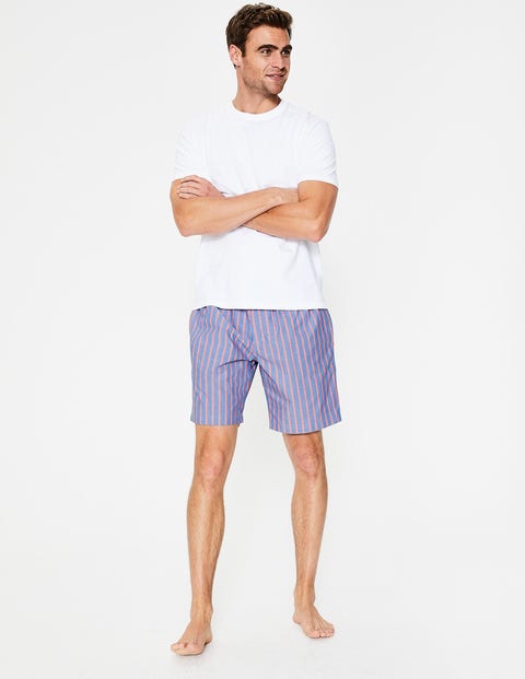 Cotton Poplin Pyjama Shorts - Duke/Tropical Orange Stripe Cotton Poplin Pyjama Shorts - Duke/Tropical Orange Stripe