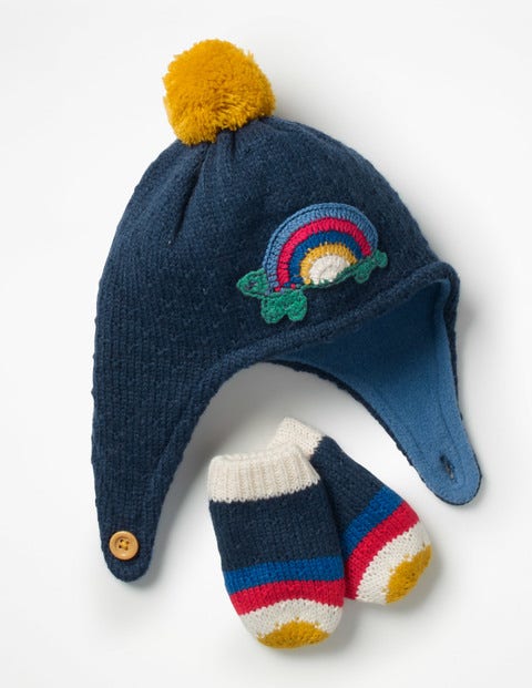 Crochet Hat & Mittens Set - Beacon Blue Crochet Hat & Mittens Set - Beacon Blue