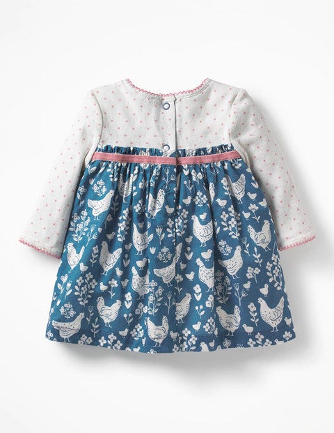 Pointelle Twirl Dress - Azure Blue Farmyard Toile Pointelle Twirl Dress - Azure Blue Farmyard Toile
