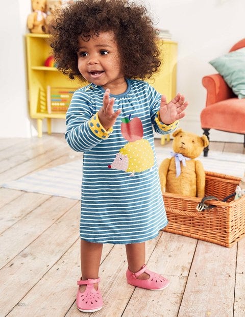 Reversible Creature Dress - Azure Blue/Ecru Hedgehog Reversible Creature Dress - Azure Blue/Ecru Hedgehog