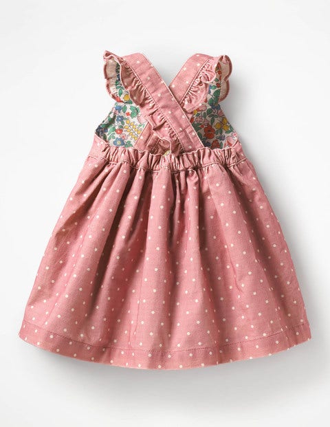 Woven Appliqué Pinafore - Almond Blossom Pink Apples Woven Appliqué Pinafore - Almond Blossom Pink Apples