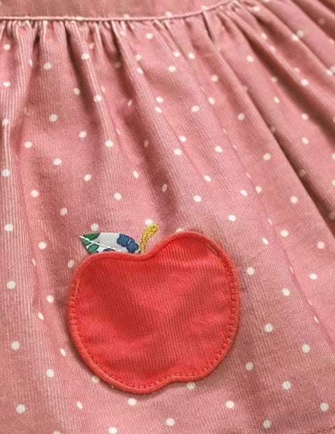Woven Appliqué Pinafore - Almond Blossom Pink Apples Woven Appliqué Pinafore - Almond Blossom Pink Apples