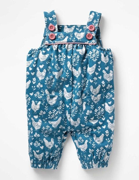 Fun Jersey Overalls - Azure Blue Farmyard Toile Fun Jersey Overalls - Azure Blue Farmyard Toile