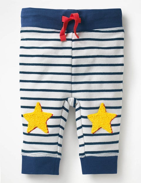 Novelty Knee Patch Trousers - Ecru/Beacon Blue Stars Novelty Knee Patch Trousers - Ecru/Beacon Blue Stars