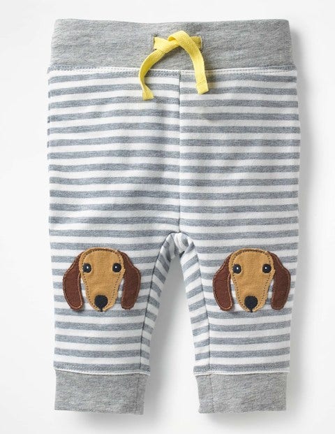 Novelty Knee Patch Pants - Grey Marl/Ecru Dog Novelty Knee Patch Pants - Grey Marl/Ecru Dog