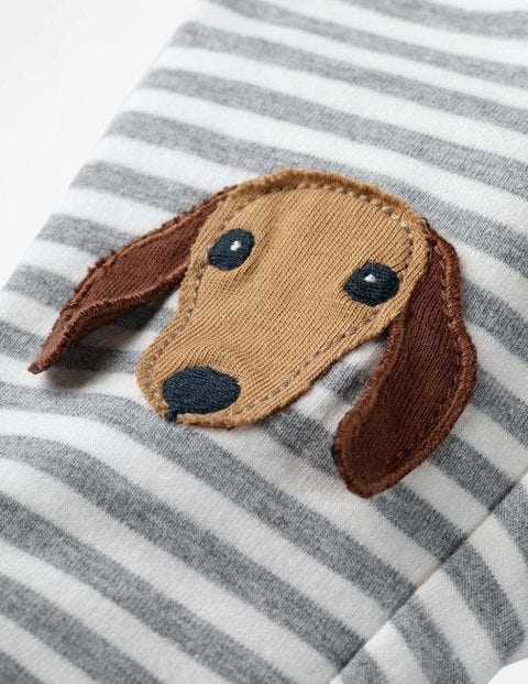 Novelty Knee Patch Pants - Grey Marl/Ecru Dog Novelty Knee Patch Pants - Grey Marl/Ecru Dog