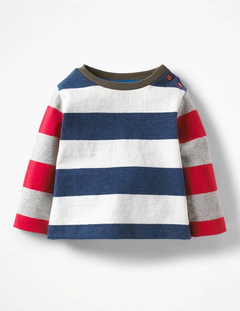Stripy Hotchpotch T-Shirt - Denim Marl/Ecru Stripy Hotchpotch T-Shirt - Denim Marl/Ecru