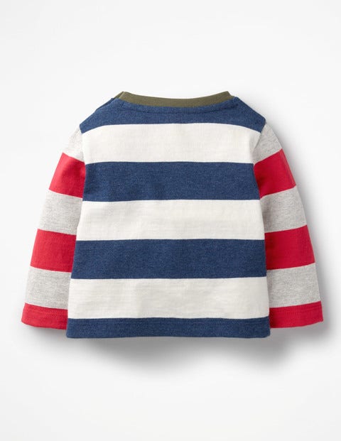 Stripy Hotchpotch T-Shirt - Denim Marl/Ecru Stripy Hotchpotch T-Shirt - Denim Marl/Ecru
