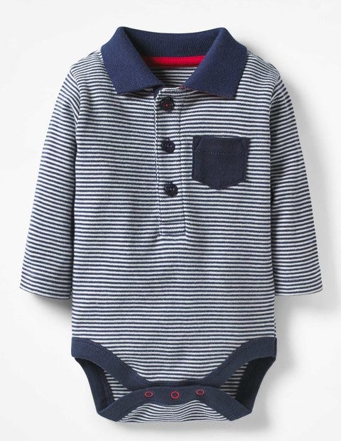 Collared Polo Bodysuit - Beacon Blue/Ecru Collared Polo Bodysuit - Beacon Blue/Ecru
