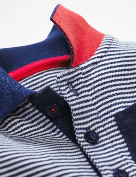 Collared Polo Bodysuit - Beacon Blue/Ecru Collared Polo Bodysuit - Beacon Blue/Ecru