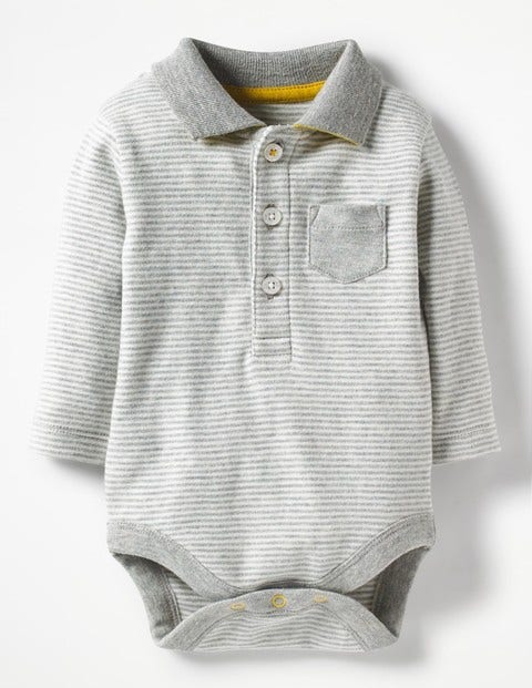 Collared Polo Body - Grey Marl/Ecru Collared Polo Body - Grey Marl/Ecru