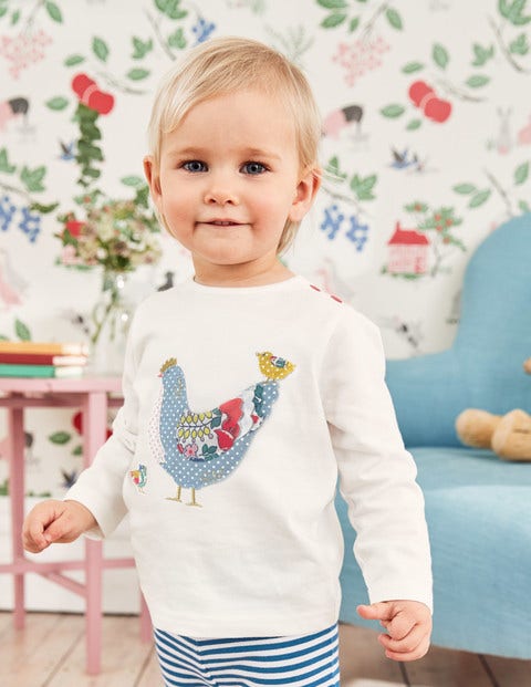 Farmyard Appliqué T-Shirt - Ecru Chicken Farmyard Appliqué T-Shirt - Ecru Chicken