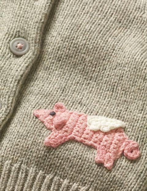 Characterful Crochet Cardigan - Grey Marl Flying Pigs Characterful Crochet Cardigan - Grey Marl Flying Pigs