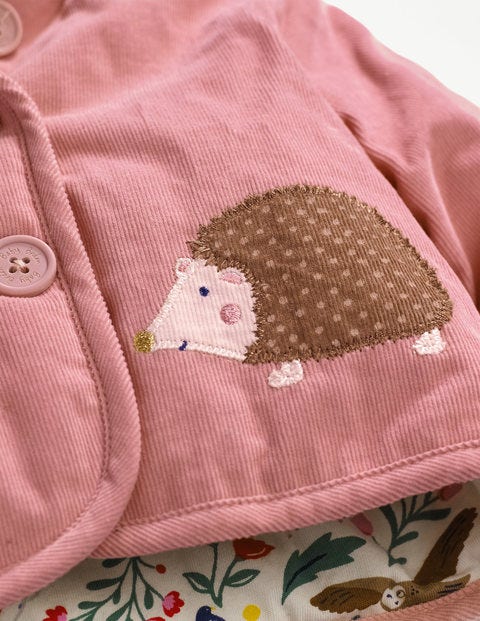 Woodland Animals Cord Jacket - Almond Blossom Pink Hedgehogs Woodland Animals Cord Jacket - Almond Blossom Pink Hedgehogs