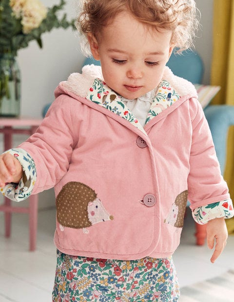 Woodland Animals Cord Jacket - Almond Blossom Pink Hedgehogs Woodland Animals Cord Jacket - Almond Blossom Pink Hedgehogs