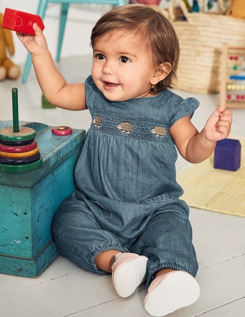 Hedgehog Friends Playsuit - Chambray Blue Hedgehogs Hedgehog Friends Playsuit - Chambray Blue Hedgehogs