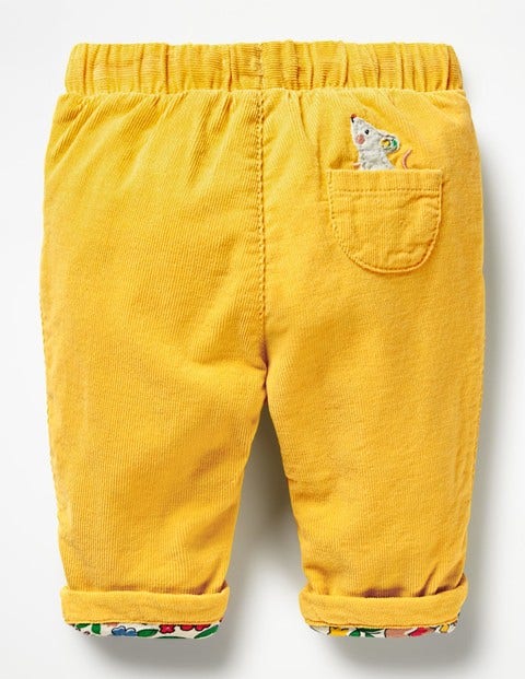Appliqué Pocket Cord Trousers - Honeycomb Yellow Mouse Appliqué Pocket Cord Trousers - Honeycomb Yellow Mouse
