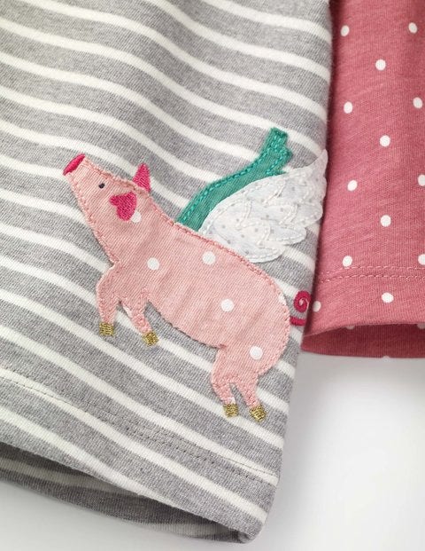 Appliqué Friends Dress Set - Grey Marl/Ecru Flying Pigs Appliqué Friends Dress Set - Grey Marl/Ecru Flying Pigs