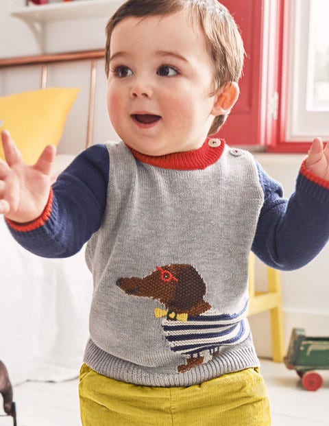 Fun Knitted Jumper - Grey Marl Sausage Dog Fun Knitted Jumper - Grey Marl Sausage Dog