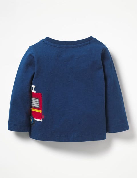 Transport Appliqué T-Shirt - Beacon Blue Fire Engine Transport Appliqué T-Shirt - Beacon Blue Fire Engine