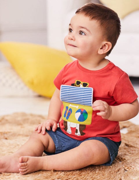 Peekaboo T-Shirt - Crayon Red Suitcase Sprout Peekaboo T-Shirt - Crayon Red Suitcase Sprout