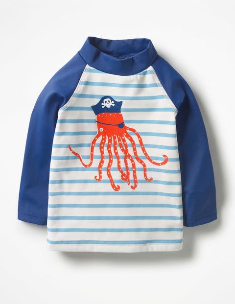 Sea Creature Rash Guard - Ivory/Grotto Blue Octopus Sea Creature Rash Guard - Ivory/Grotto Blue Octopus