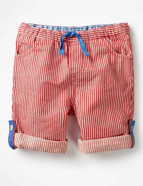 Roll-Up Trousers - Salsa Red Ticking Stripe Roll-Up Trousers - Salsa Red Ticking Stripe