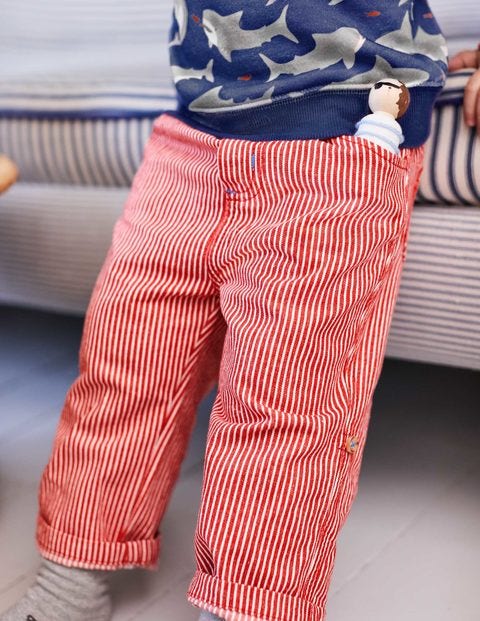 Roll-Up Trousers - Salsa Red Ticking Stripe Roll-Up Trousers - Salsa Red Ticking Stripe