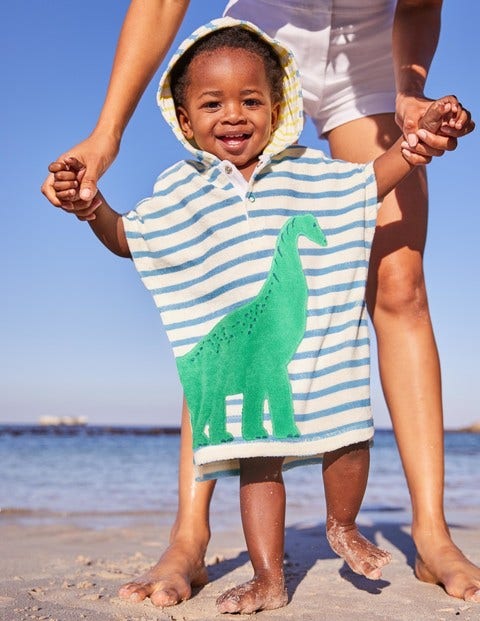 Animal Towelling Throw-On - Ivory/Grotto Blue Dinosaur Animal Towelling Throw-On - Ivory/Grotto Blue Dinosaur