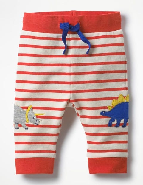 Fröhliche Jerseyhose - Naturweiß/Rot, Dinosaurier Fröhliche Jerseyhose - Naturweiß/Rot, Dinosaurier