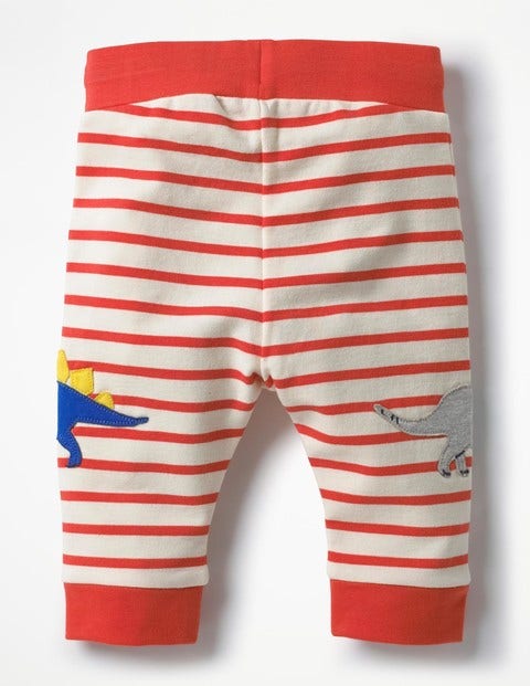 Fröhliche Jerseyhose - Naturweiß/Rot, Dinosaurier Fröhliche Jerseyhose - Naturweiß/Rot, Dinosaurier