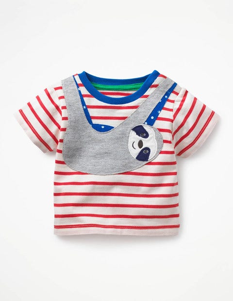 Appliqué Animal T-Shirt - Ivory/ Crayon Red Sloth Appliqué Animal T-Shirt - Ivory/ Crayon Red Sloth