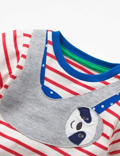 Appliqué Animal T-Shirt - Ivory/ Crayon Red Sloth Appliqué Animal T-Shirt - Ivory/ Crayon Red Sloth