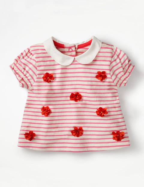 Sweet Collared T-Shirt - Ivory/Rosebud Pink Flowers Sweet Collared T-Shirt - Ivory/Rosebud Pink Flowers