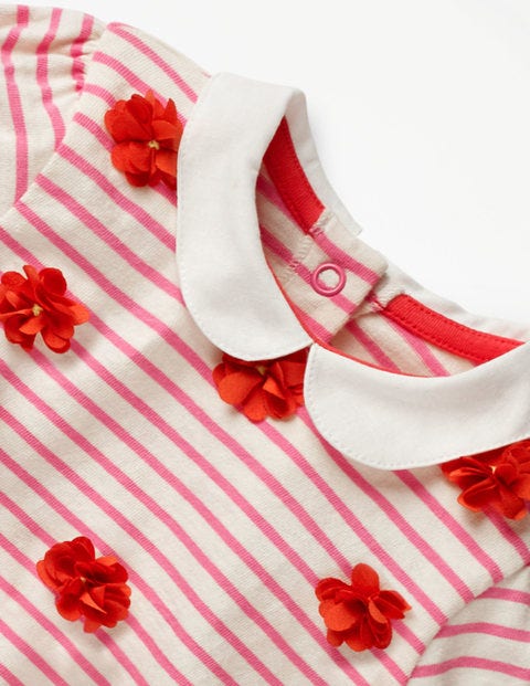 Sweet Collared T-Shirt - Ivory/Rosebud Pink Flowers Sweet Collared T-Shirt - Ivory/Rosebud Pink Flowers