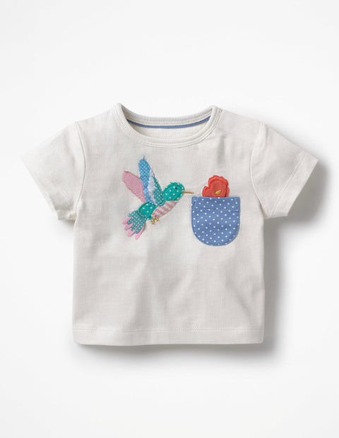 Appliqué Pocket T-Shirt - Ivory Hummingbird Appliqué Pocket T-Shirt - Ivory Hummingbird